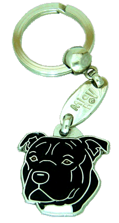 Staffordshire bull terier preto - pet ID tag, dog ID tags, pet tags, personalized pet tags MjavHov - engraved pet tags online